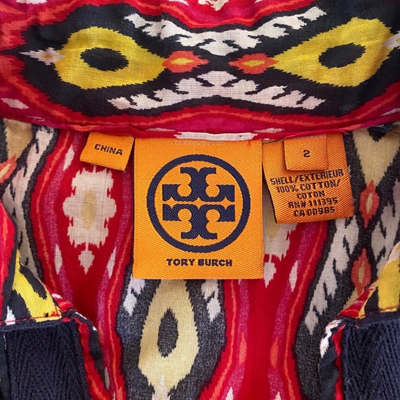 Tory Burch Red Ikat Aztec Tribal Print Tunic Top - Picture 4 of 4